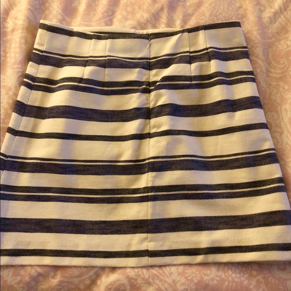 NWT Blue/White Striped Fringe Faux Wrap Skirt - Picture 3 of 4